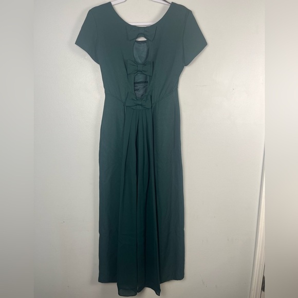 Vintage Jeffery & Dara by Tom Barr Green maxi dress with bow and cutout size 4 - Picture 5 of 7